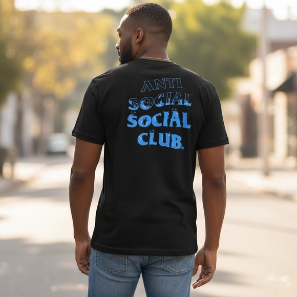 Anti‎ Social Social Club Black Tee with Blue Logo
